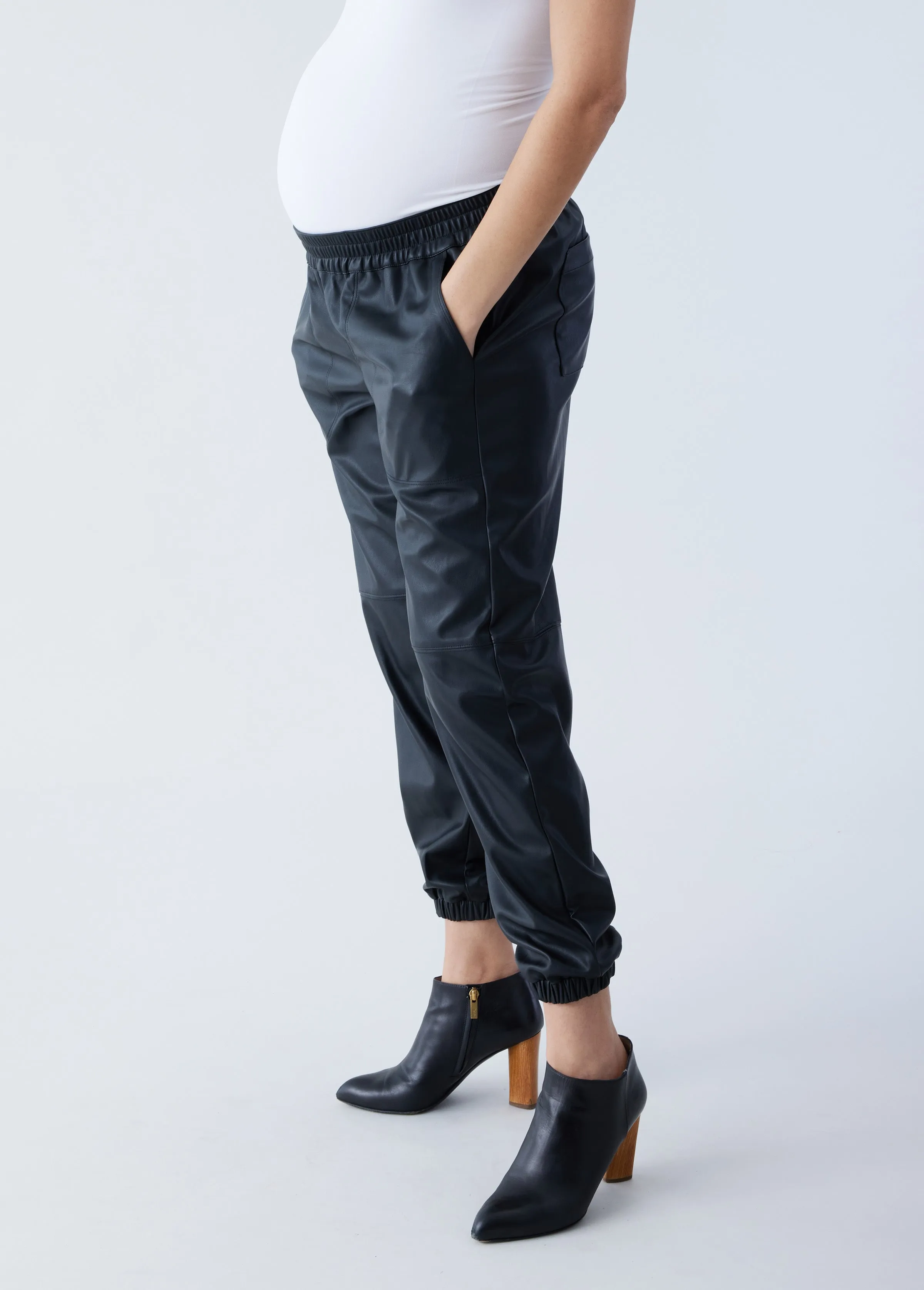 Faux Leather Maternity Jogger