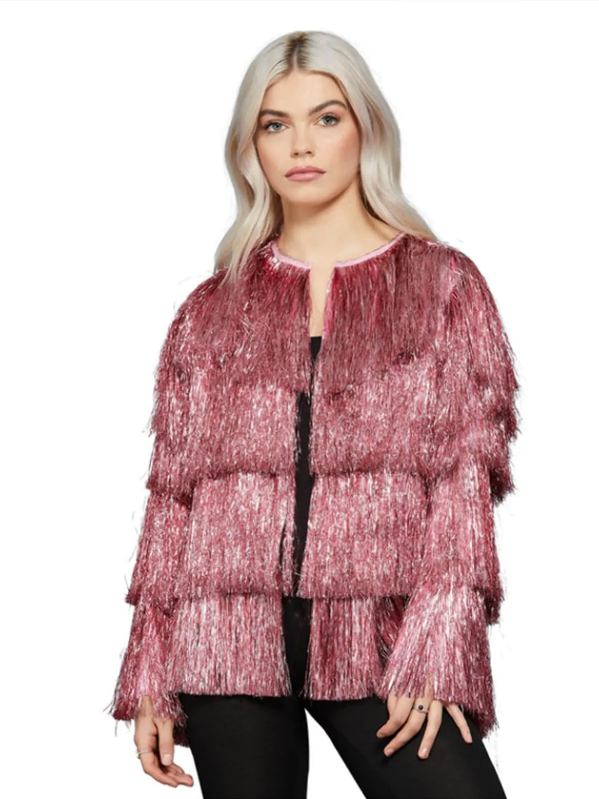 Fever Rose Gold Tinsel Festival Jacket