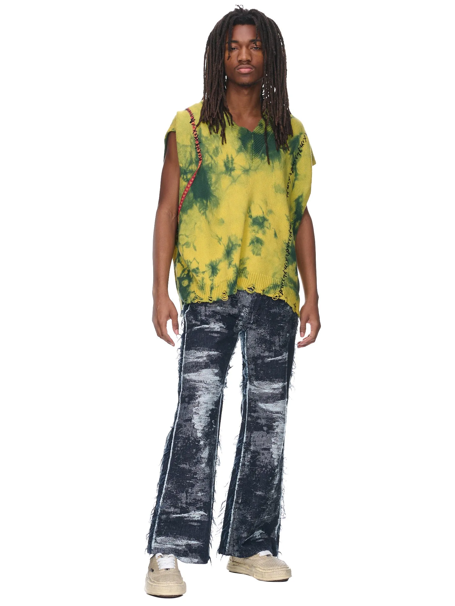 Flared Weaved Denim Pants (PT009-ONE-WASH)