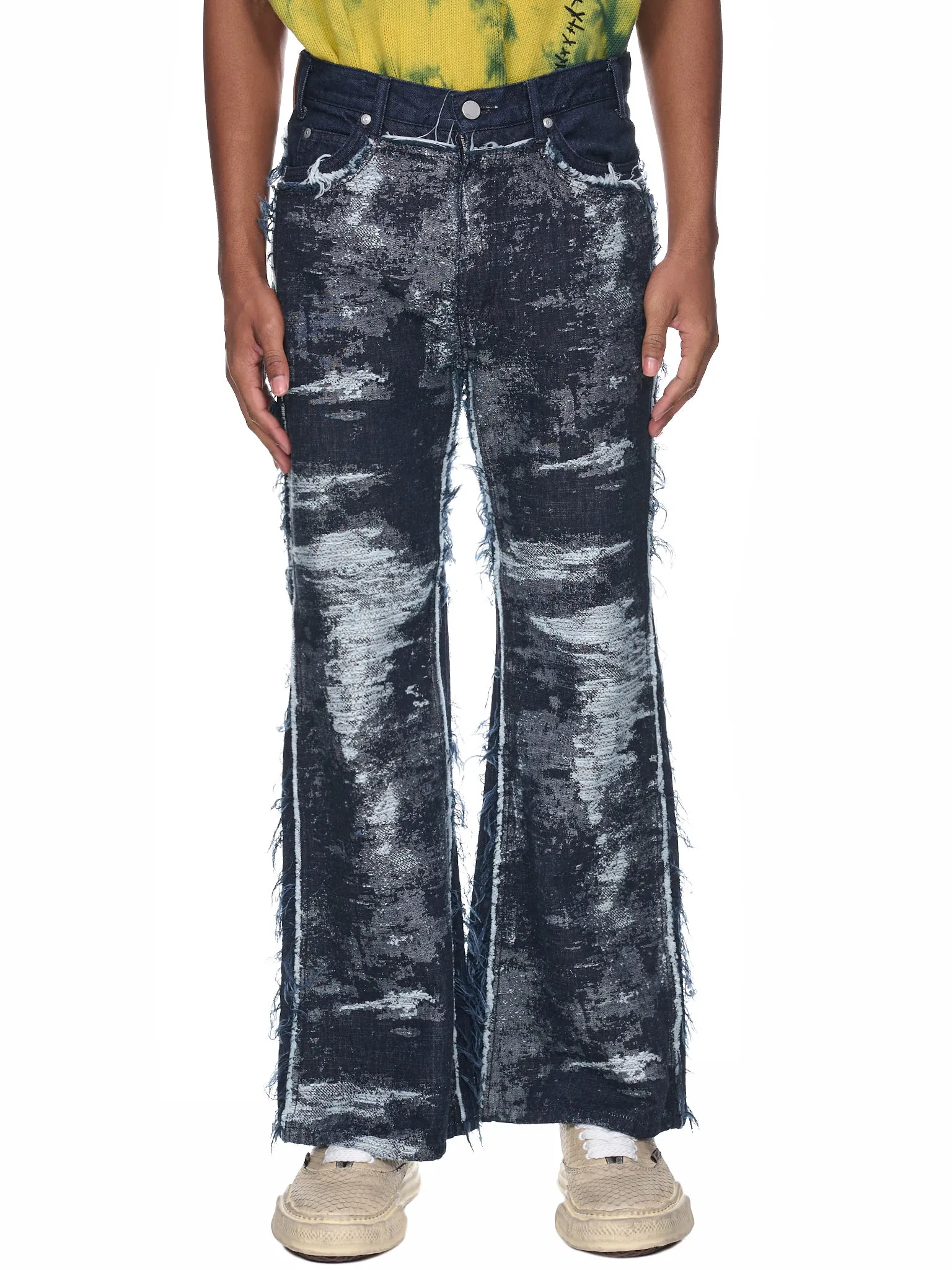 Flared Weaved Denim Pants (PT009-ONE-WASH)