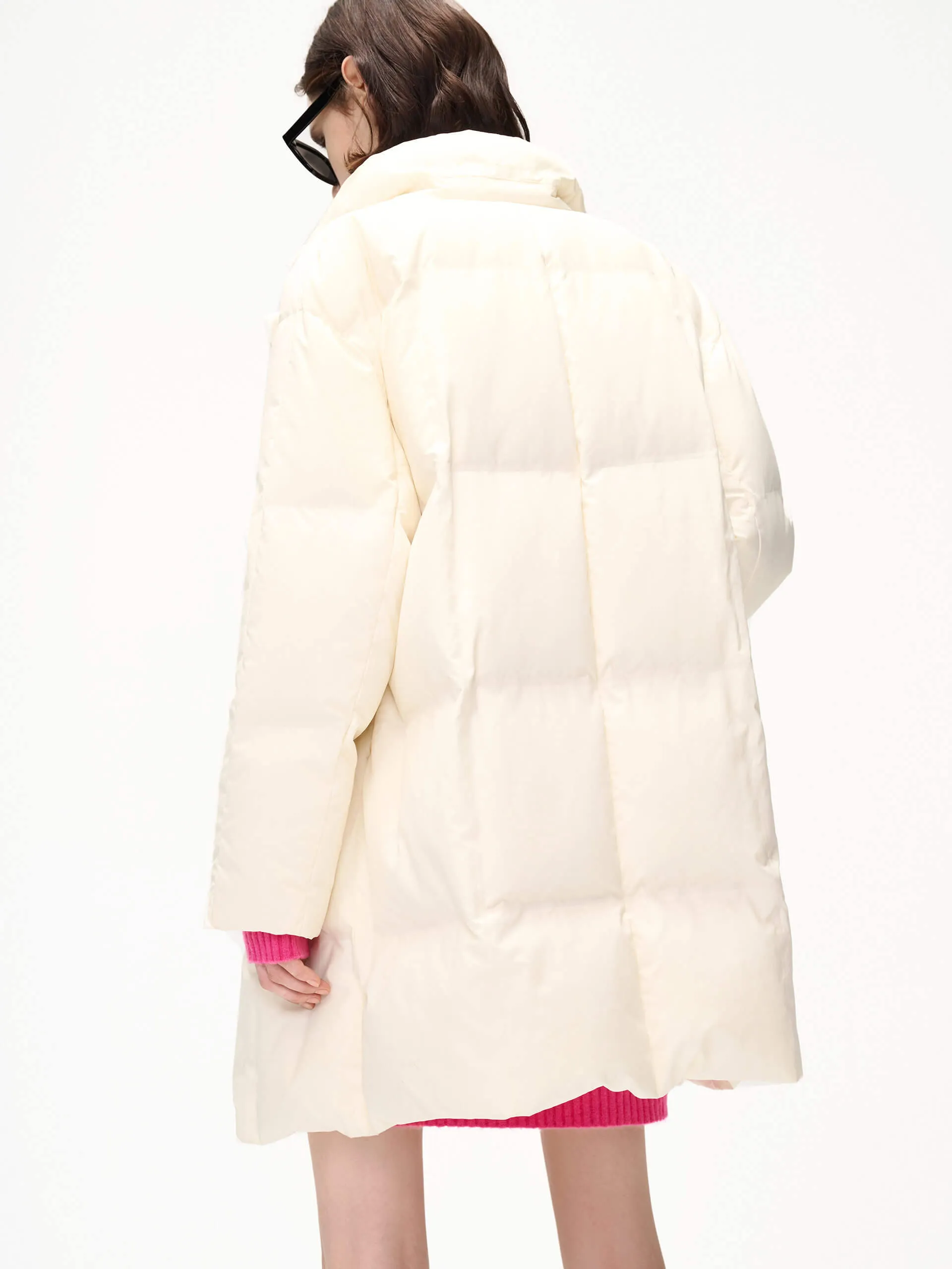 Flat Collar Mid Puffer Coat