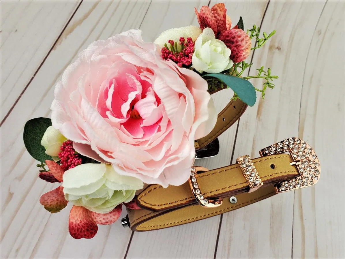 Flower Dog Collar | Burgundy and Blush Dog Collar