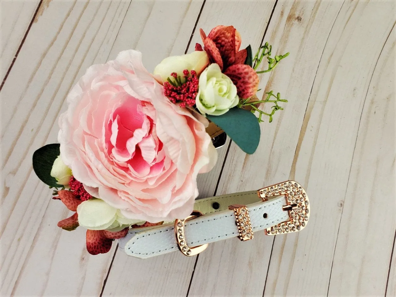 Flower Dog Collar | Burgundy and Blush Dog Collar