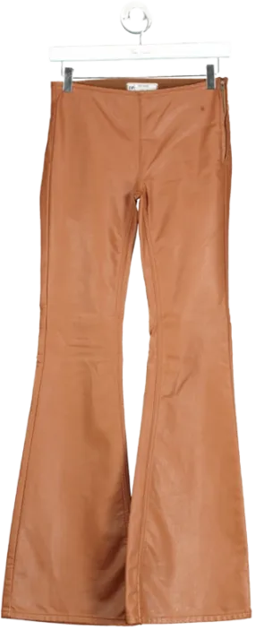 Free People Brown High-rise Vegan Leather Flared Trouser W24