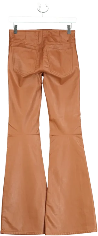 Free People Brown High-rise Vegan Leather Flared Trouser W24