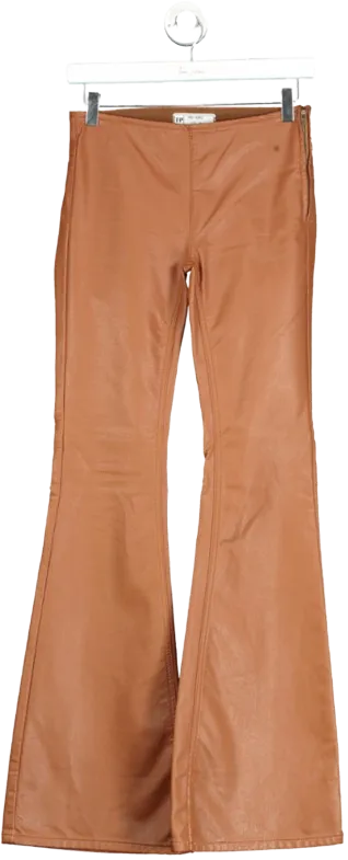 Free People Brown High-rise Vegan Leather Flared Trouser W24