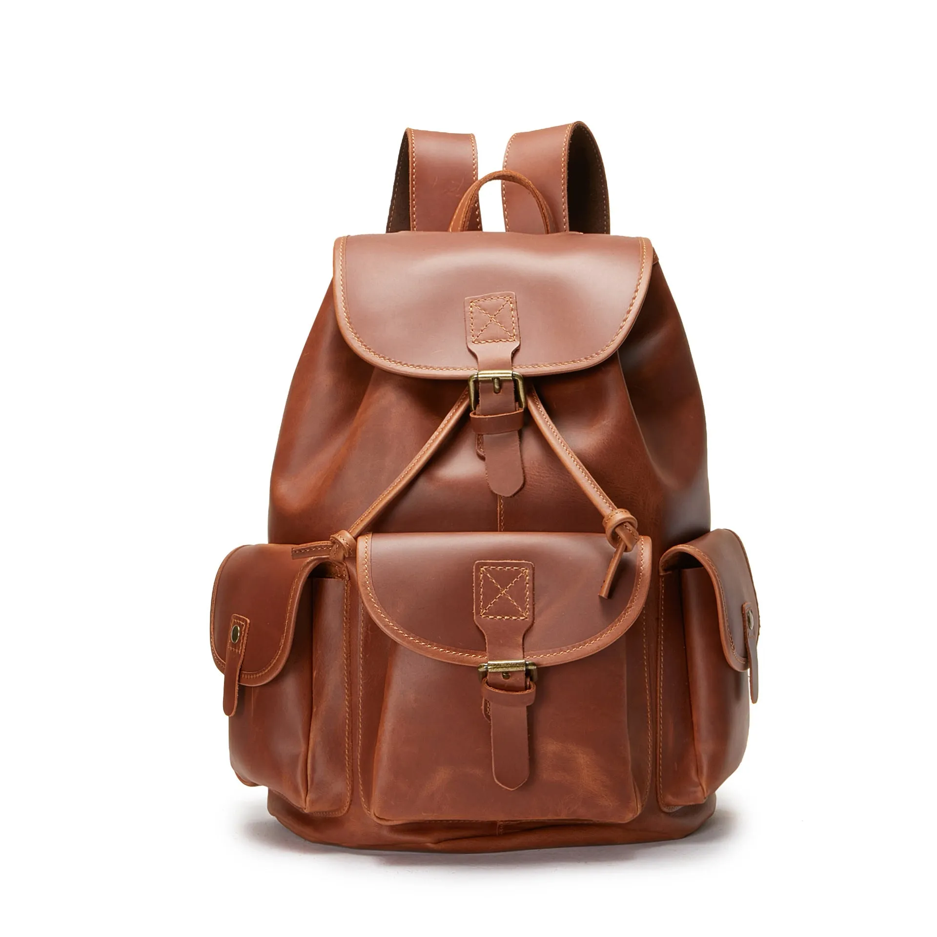 From My Factory Direct Supply Leather Backpackage Men's and Women's Casual Leather Backpack High School Student Simple Outerwear Schoolbag