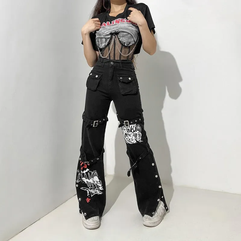 Funki Buys | Pants | Women's Gothic Harajuku Streetwear Pants