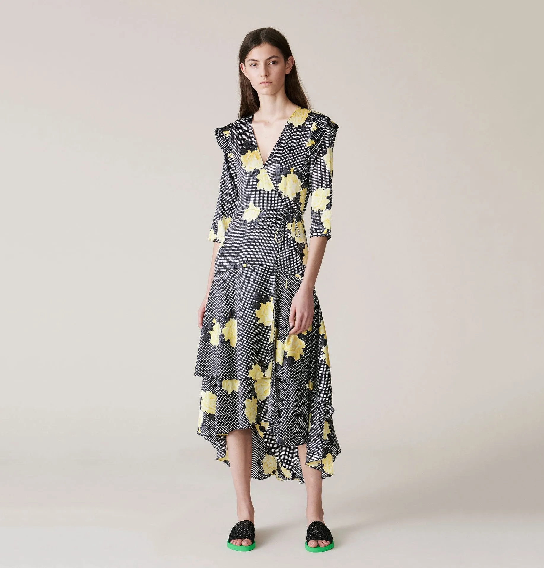 Ganni Calla Silk Wrap Dress