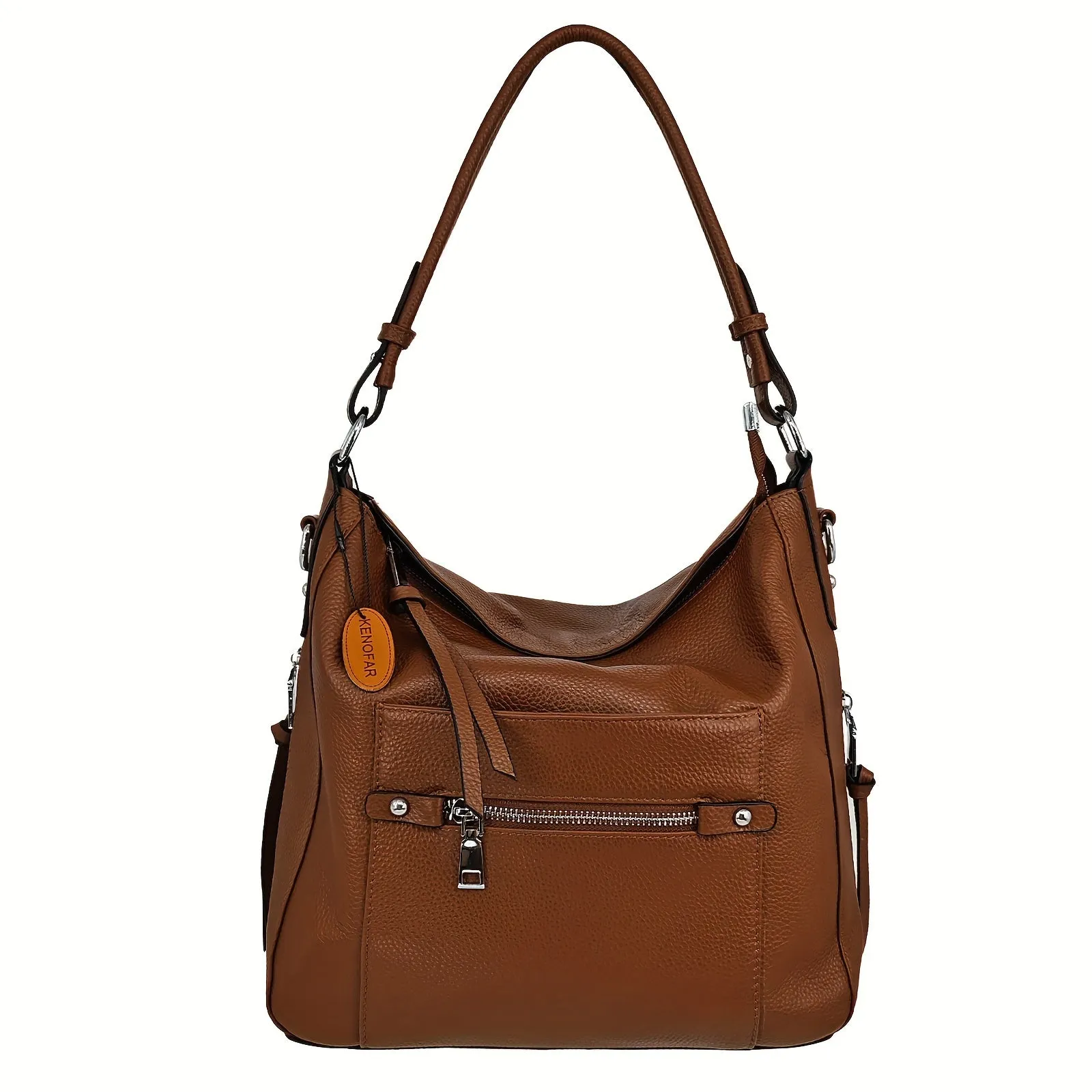 Genuine Leather Large Tote Bag for Women, Vintage Leather Hobo Large Capacity Shoulder Bag Brown