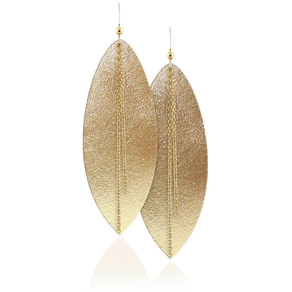 Golden Goddess Linked Leather Earrings ©