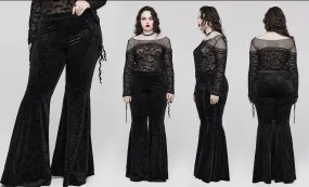 Goth Dark Texture Jacquard Flare Pants