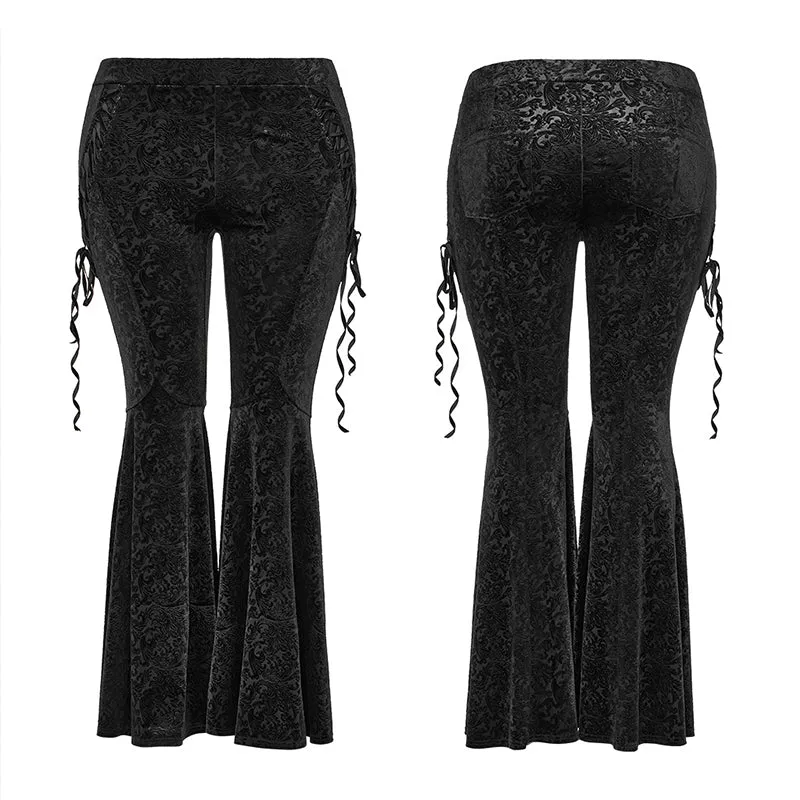 Goth Dark Texture Jacquard Flare Pants