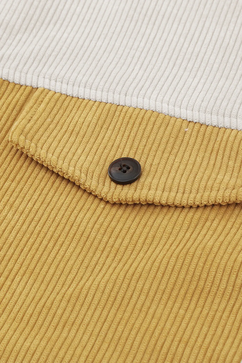 Gray Buttoned Color Block Corduroy Jacket