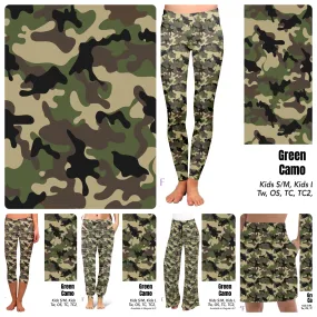 Green Camo Leggings, capris, shorts and skorts with pockets