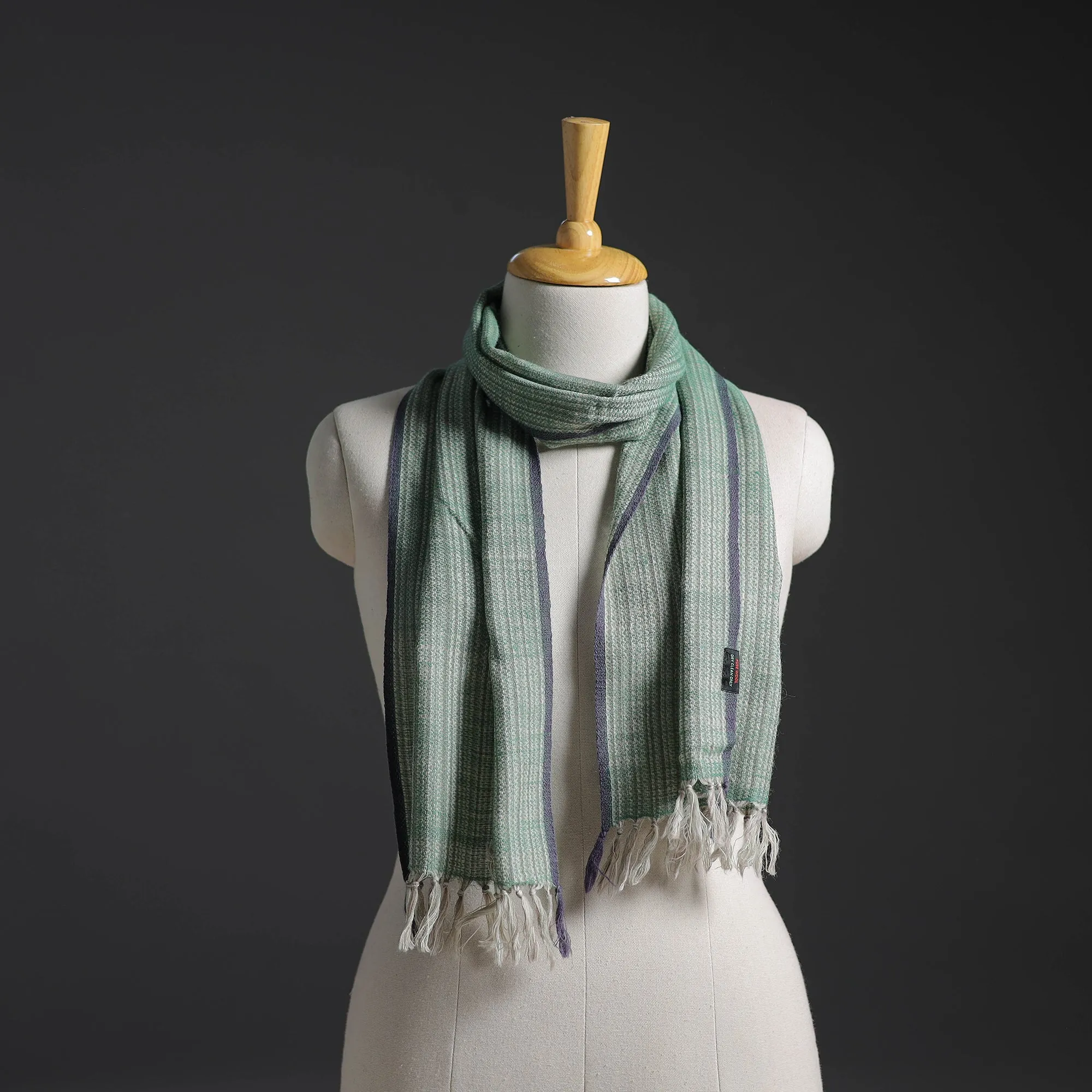 Green - Kumaun Handwoven Pure Merino Wool Scarf 252