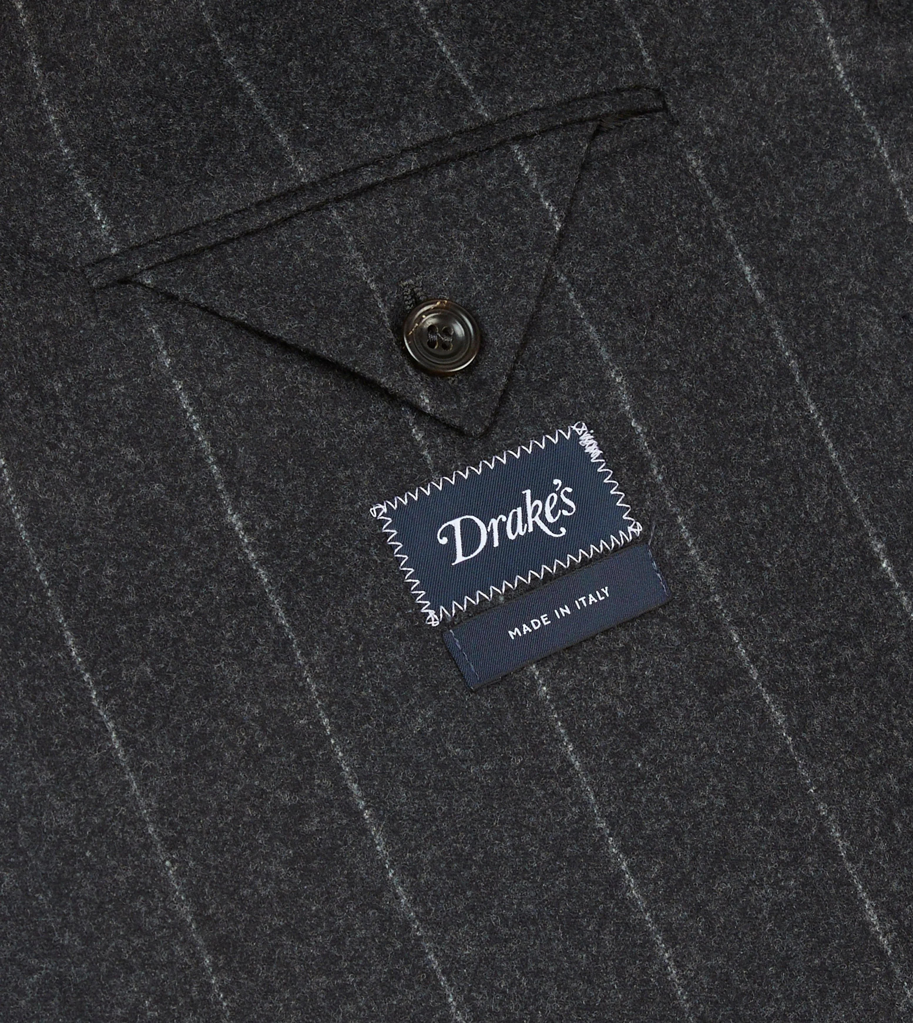 Grey Chalkstripe Wool Flannel Tailored Jacket