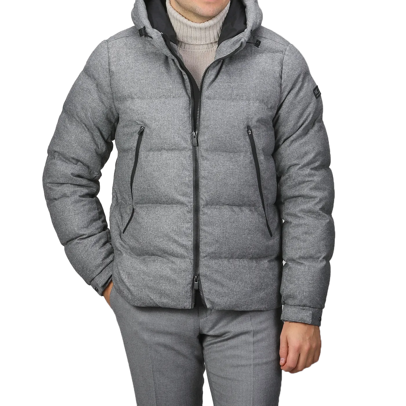 Grey Melange Technical Padded Maier Jacket