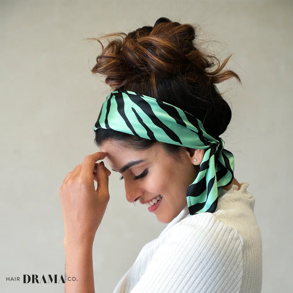 Hair Drama Co Zebra Patterned Scarf - Green