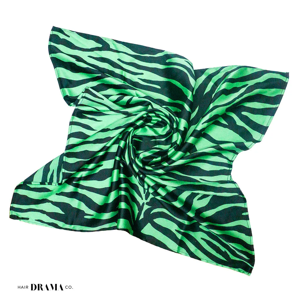 Hair Drama Co Zebra Patterned Scarf - Green