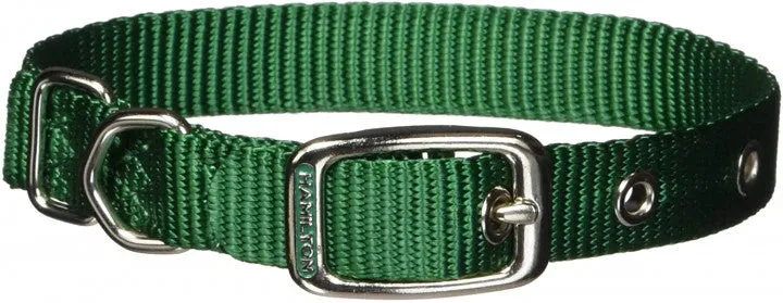 Hamilton - Standard Single Nylon Deluxe Dog Collar 5/8 (Dark Green)