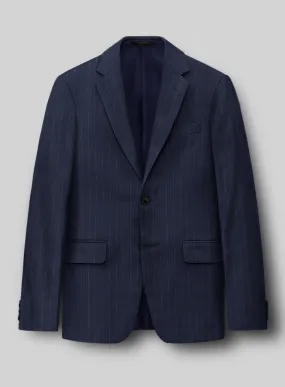 Hardy Minnis Navy Blue Pinstripe Wool Jacket