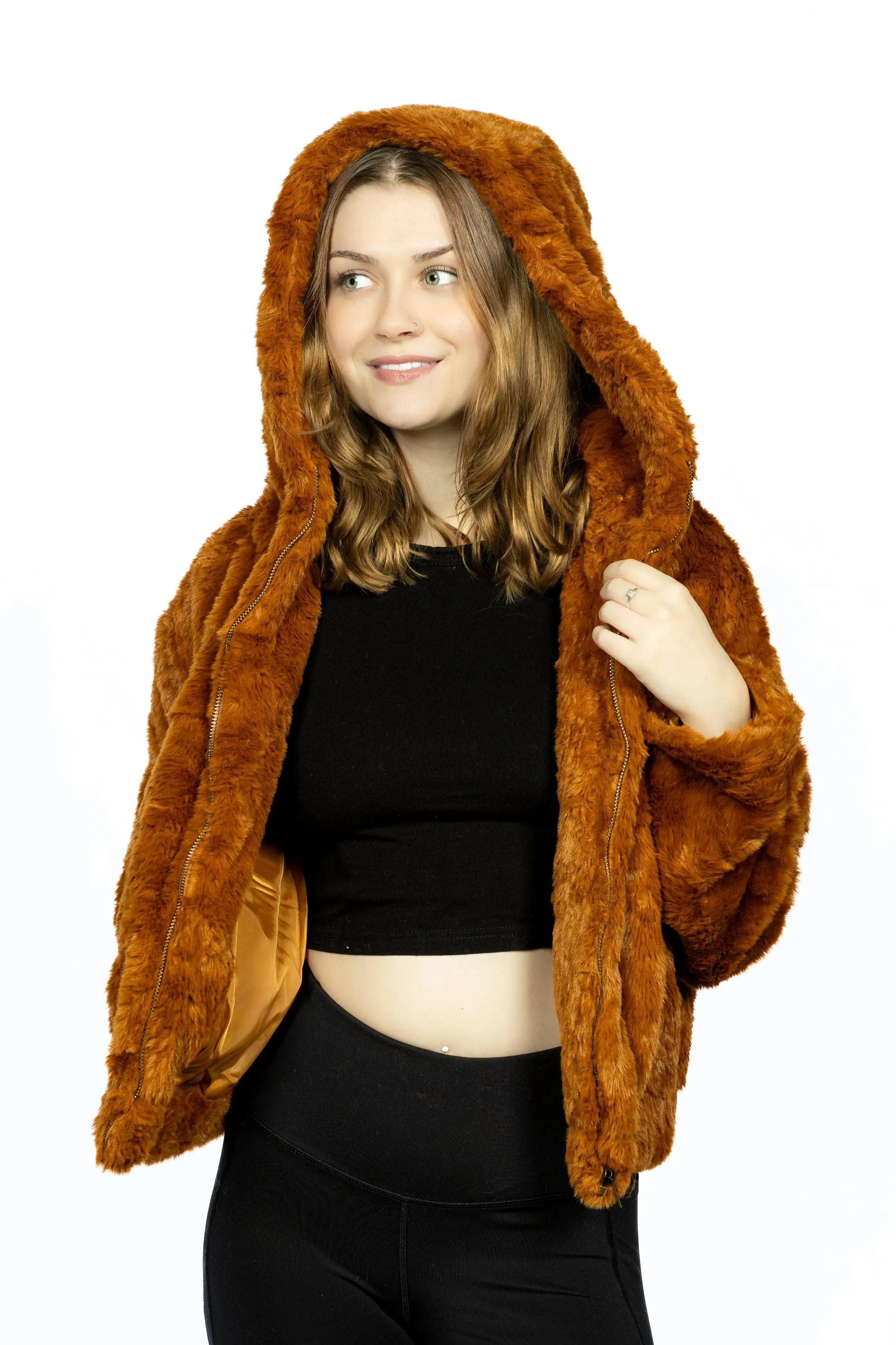 Hooded Faux Fur Jacket