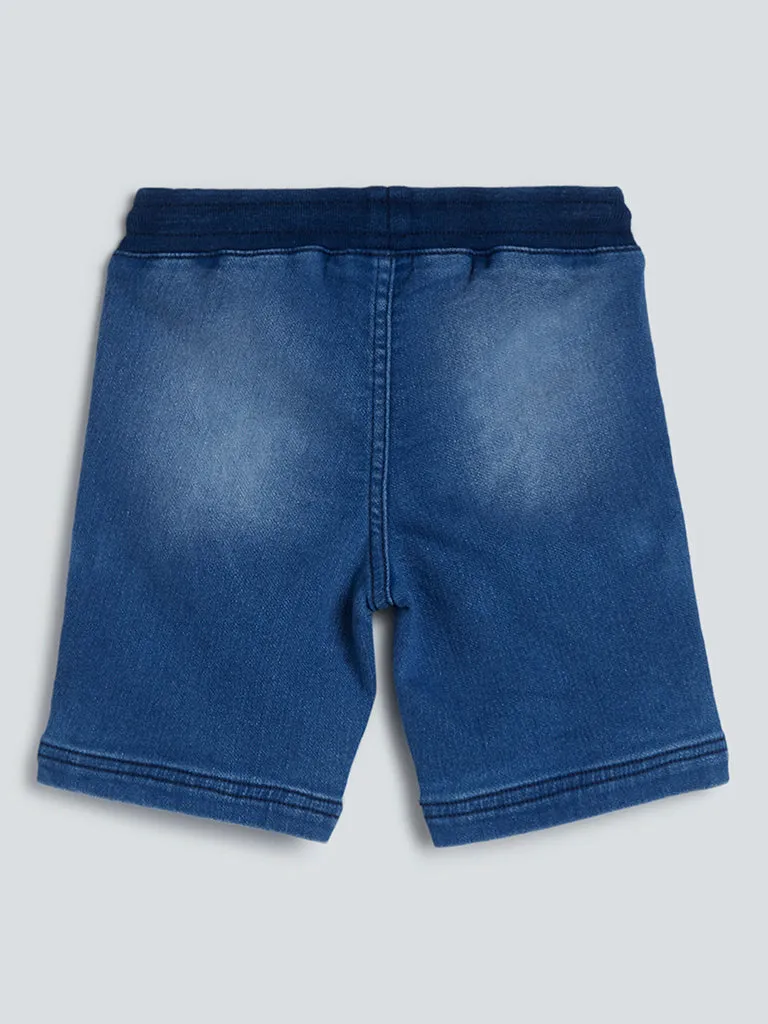 HOP Kids Blue Seam-Detailed Shorts