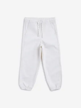 HOP Kids Off-White Solid Joggers