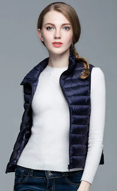 HOT!Winter Women 90% White Duck Down Vest Women's Ultra Light Duck Down Vest Jacket Autumn Winter Sleeveless Coat