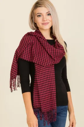 Houndstooth Scarf in Black & Red