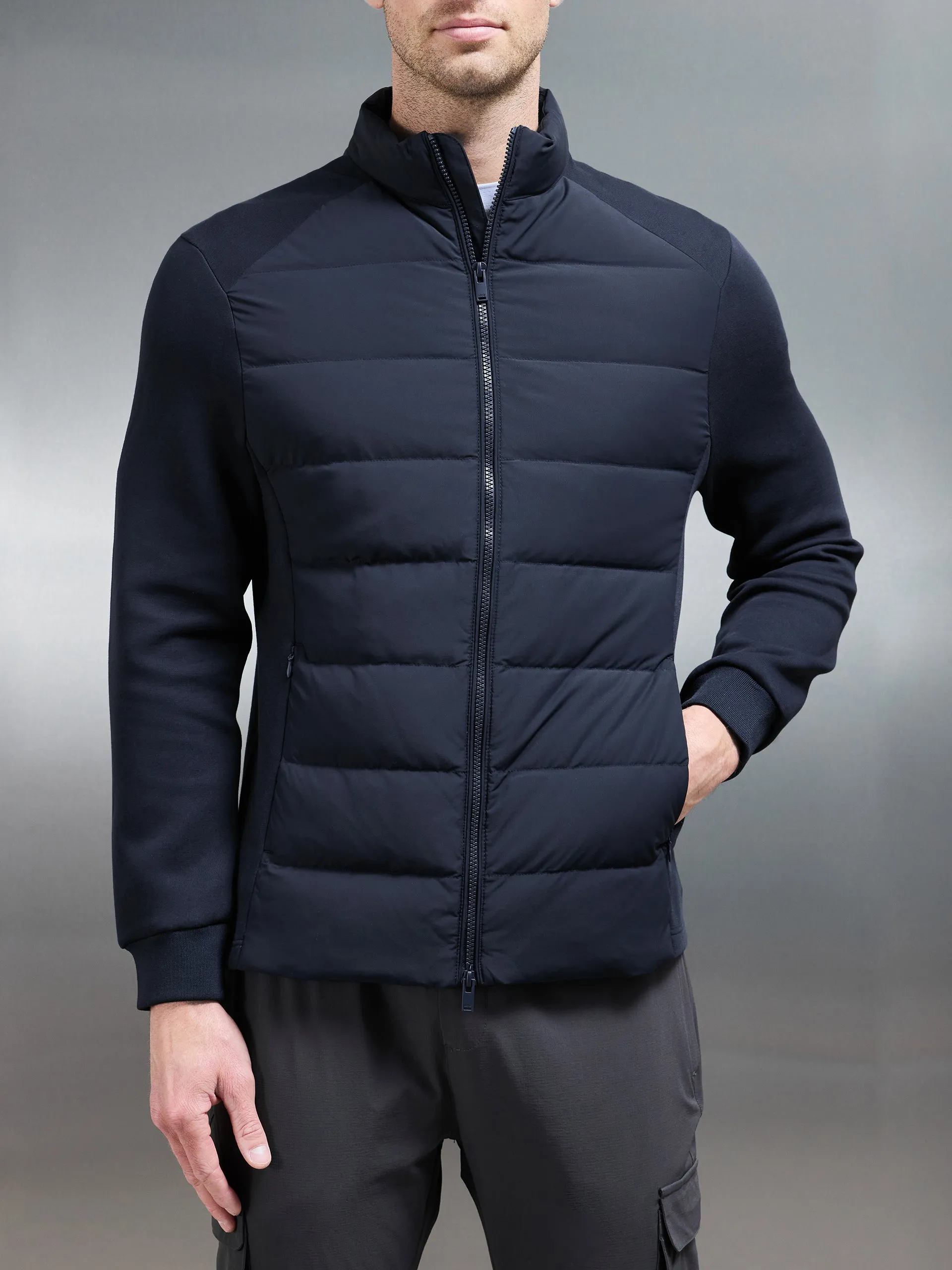 Hybrid Technical Puffer Jacket in Navy