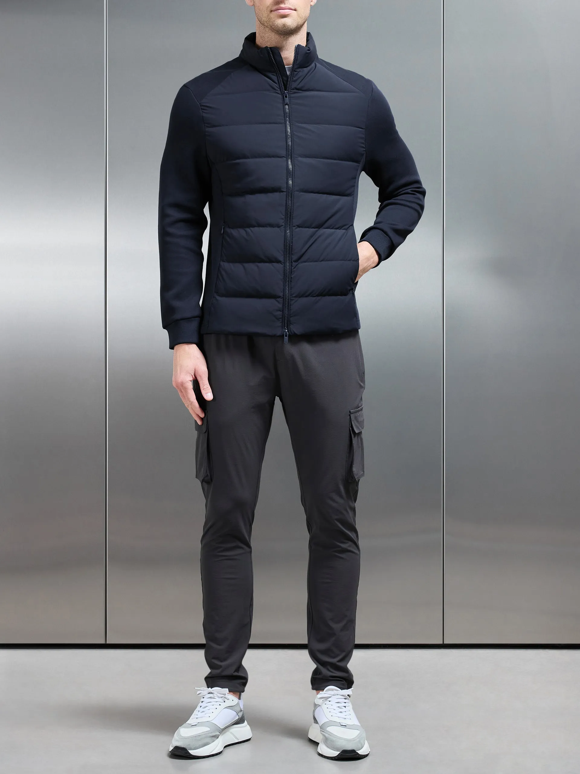 Hybrid Technical Puffer Jacket in Navy