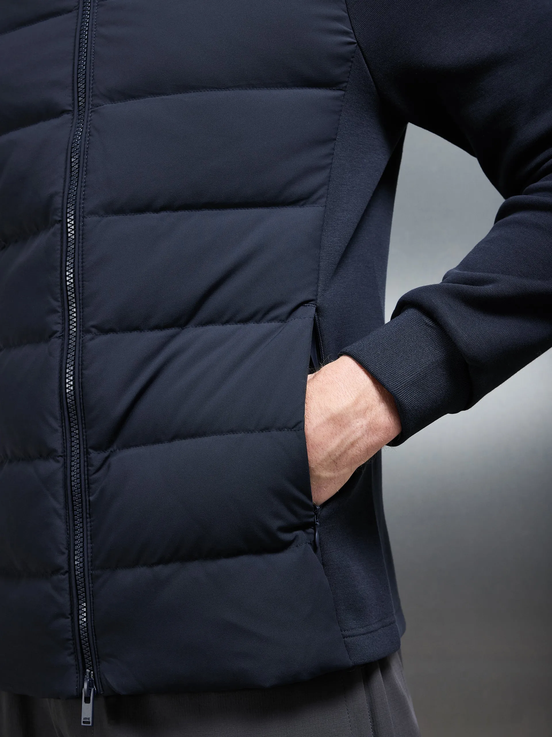 Hybrid Technical Puffer Jacket in Navy