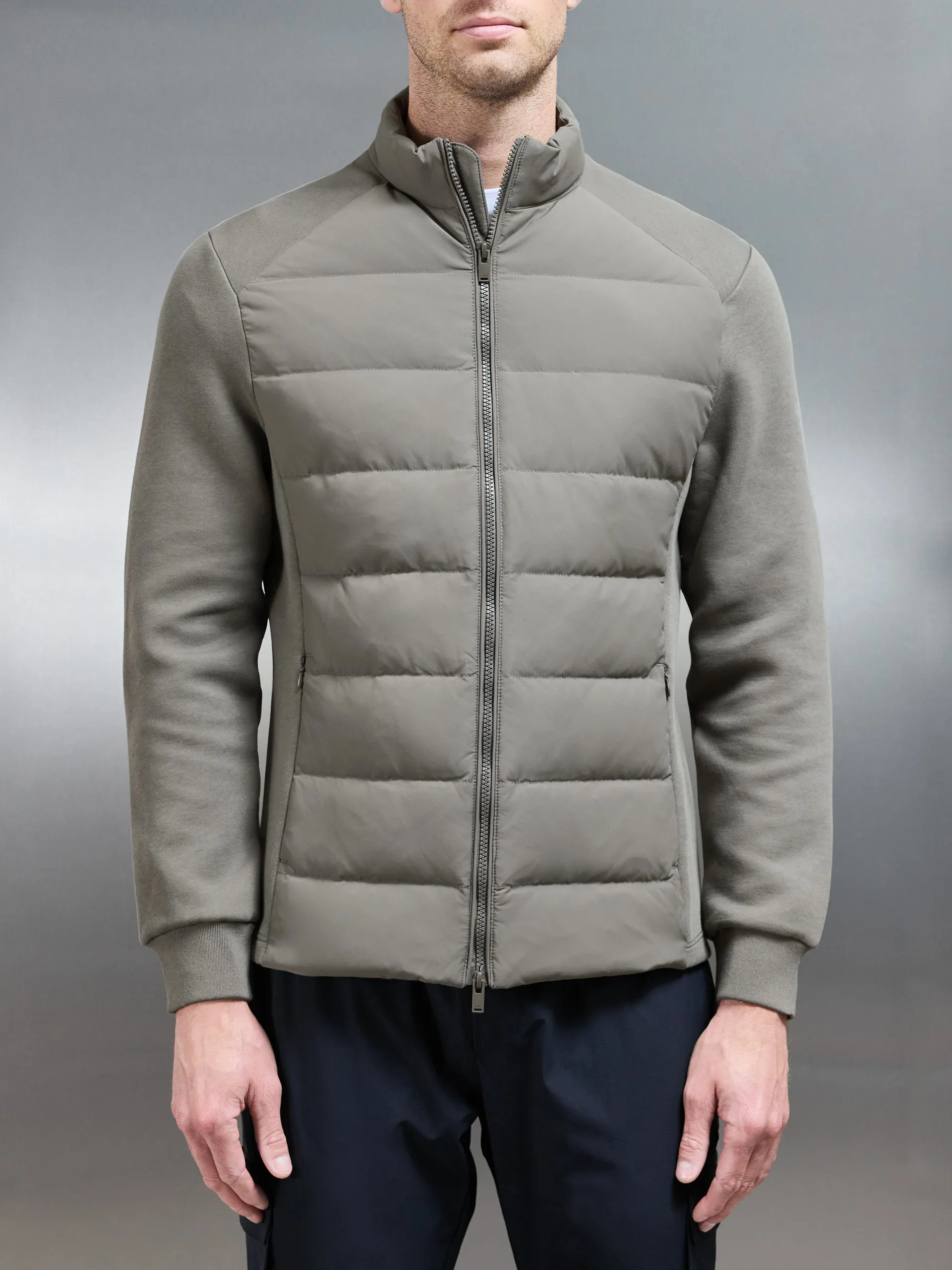 Hybrid Technical Puffer Jacket in Olive