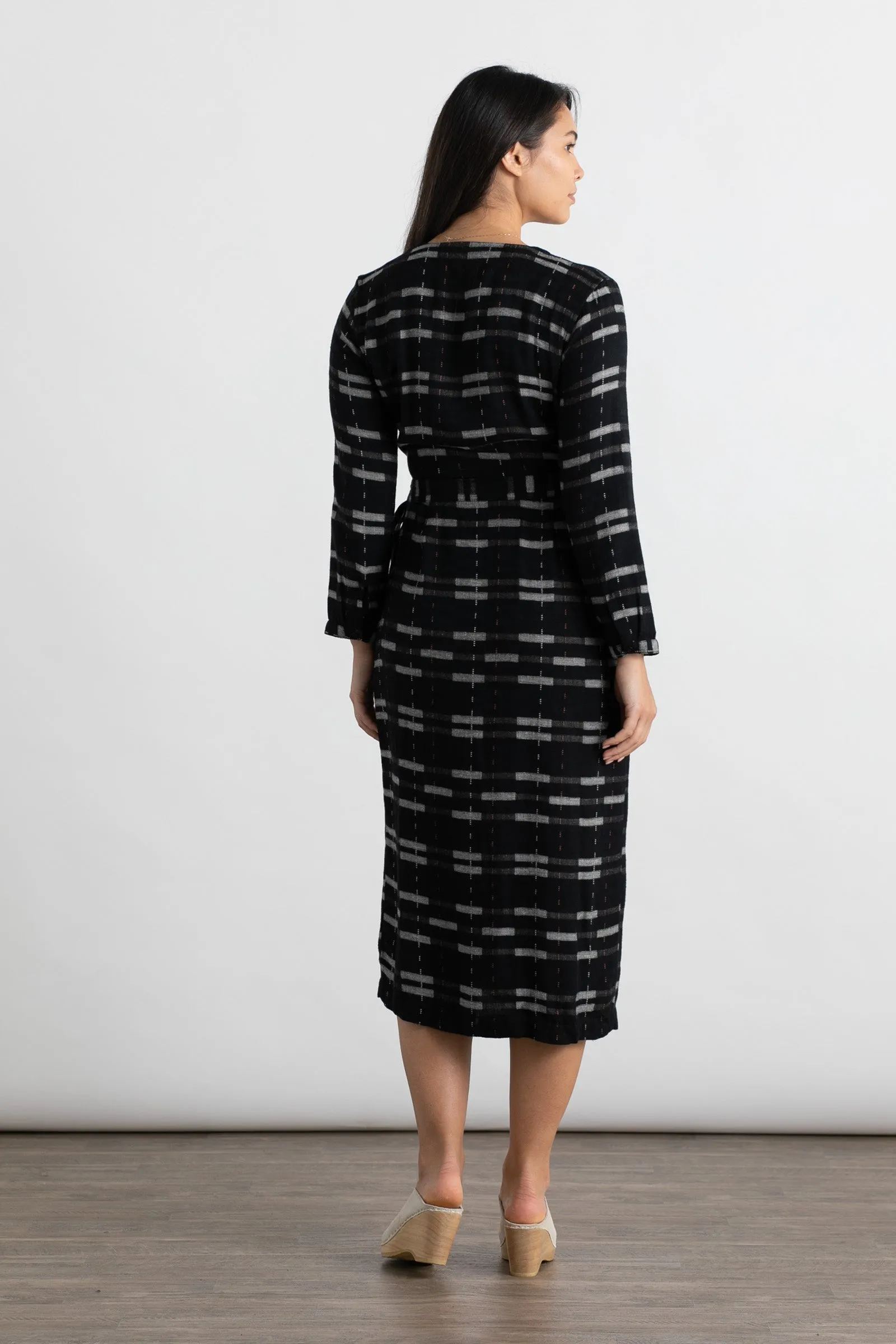 Ingrid Wrap Dress / Black Stripe