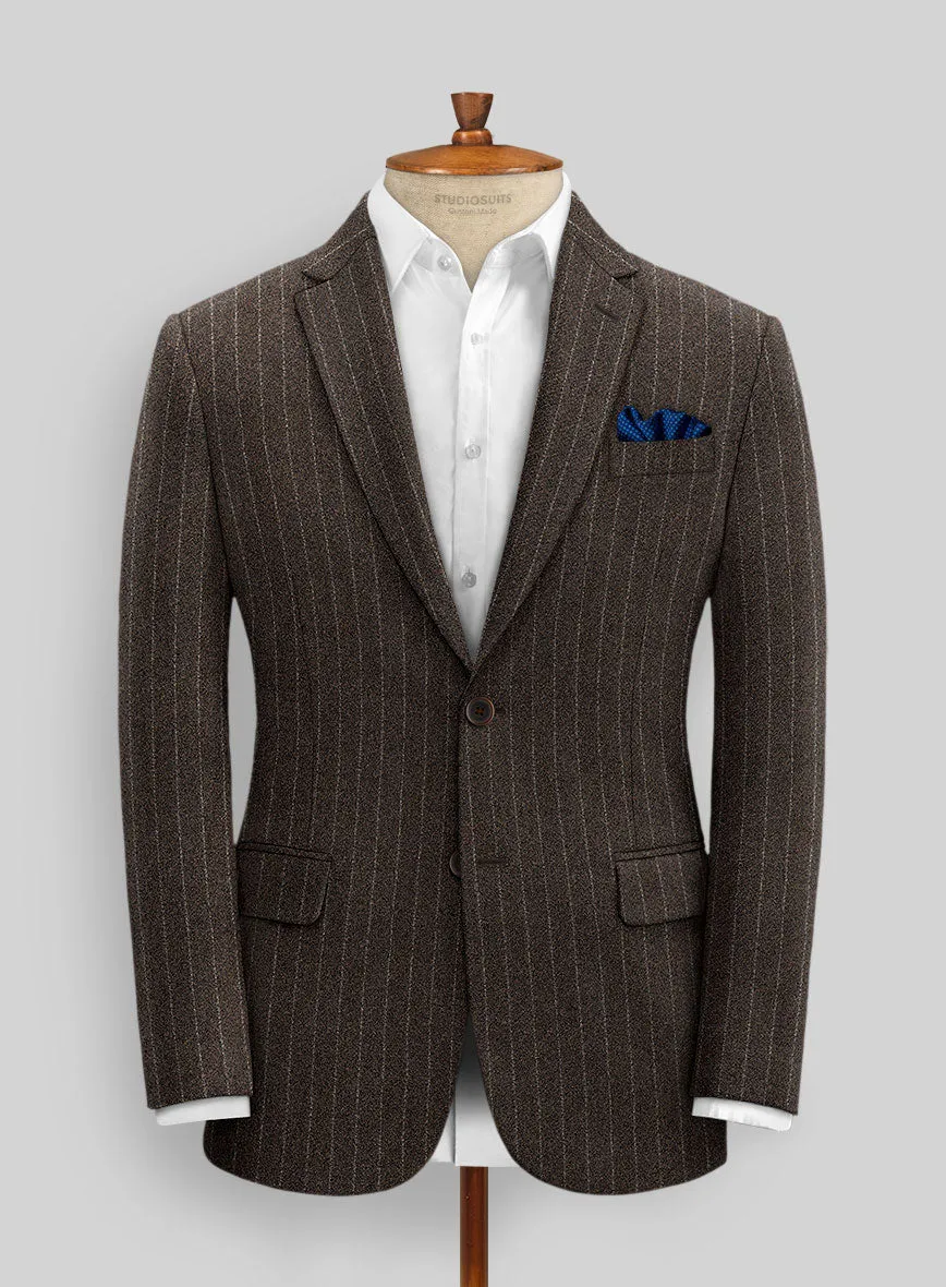 Italian Brown Stripe Clano Tweed Jacket