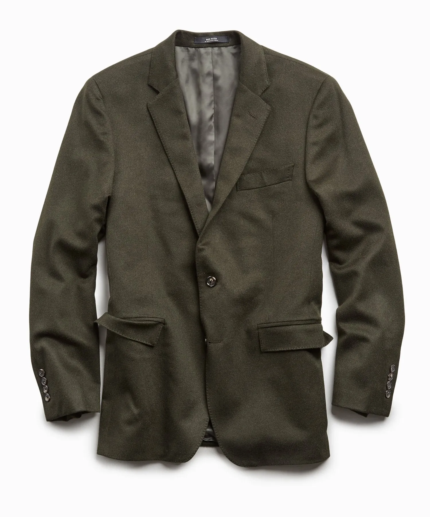 Italian Cashmere Sutton Suit Coat in Olive