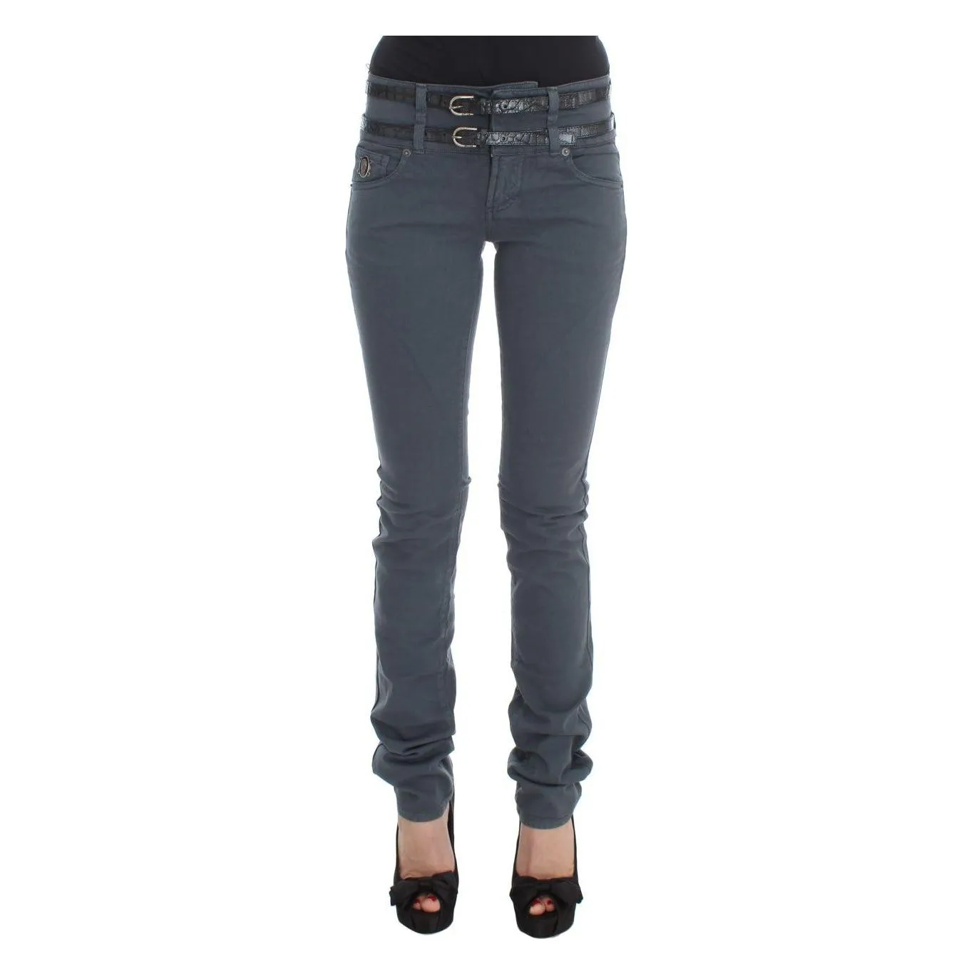 John Galliano Sleek Slim Fit Italian Jeans in Chic Blue