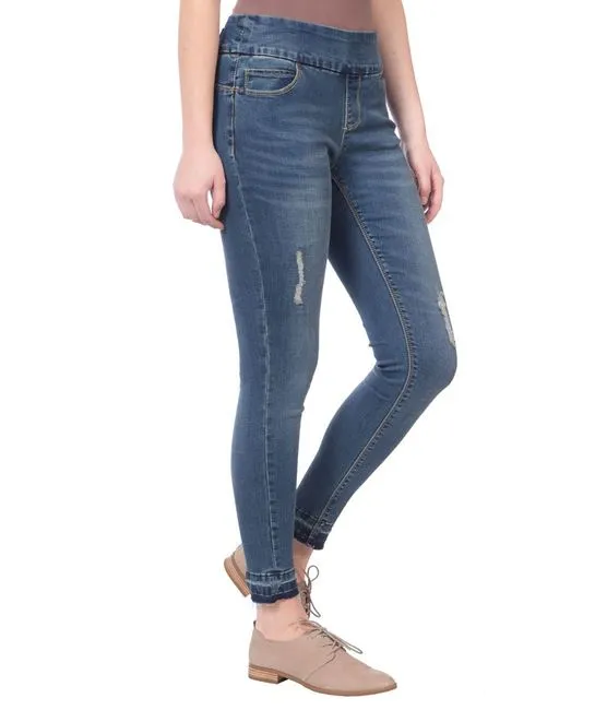 Julia Distressed Starry Night mid-rise pull on ankle jeans