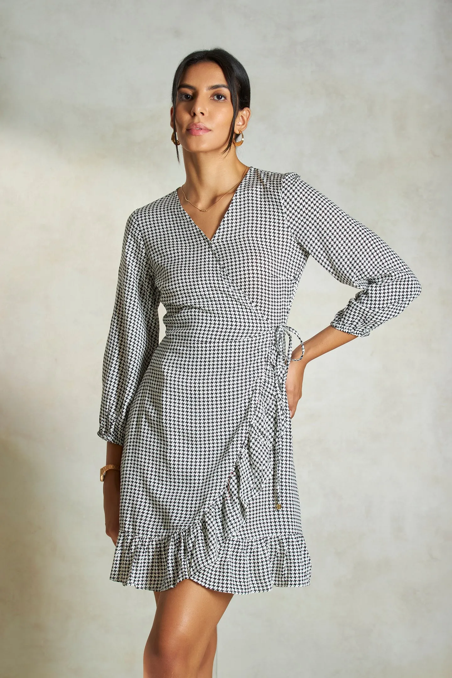 Kenza|Monochrome Wrap Dress