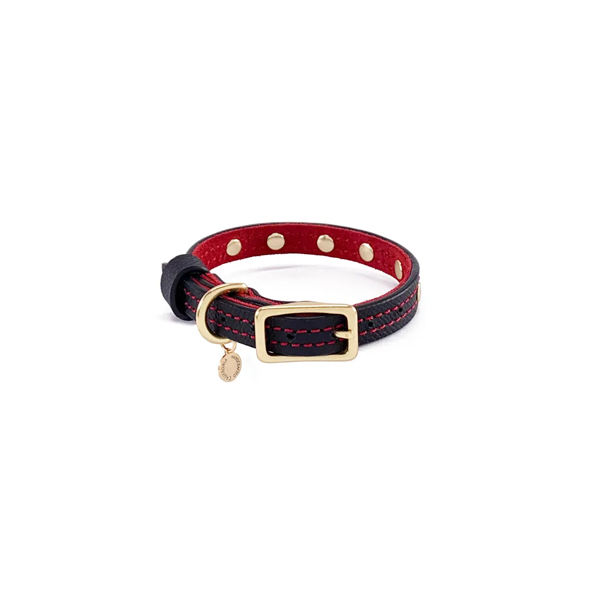 Lambert Classic Combo Rhinestone Leather Dog Collar