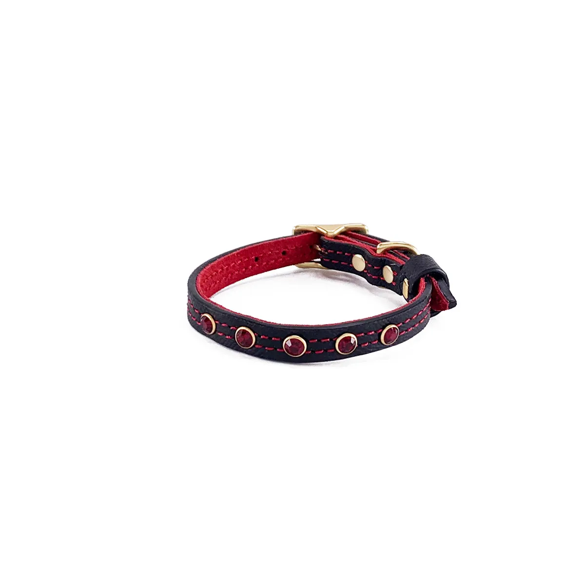 Lambert Classic Combo Rhinestone Leather Dog Collar