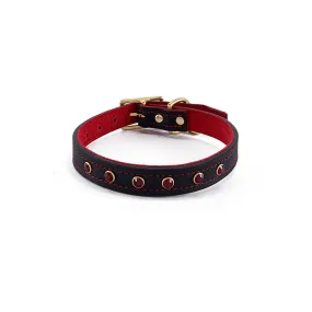 Lambert Classic Combo Rhinestone Leather Dog Collar