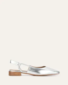 LARISSA DRESS FLATS SILVER LEATHER