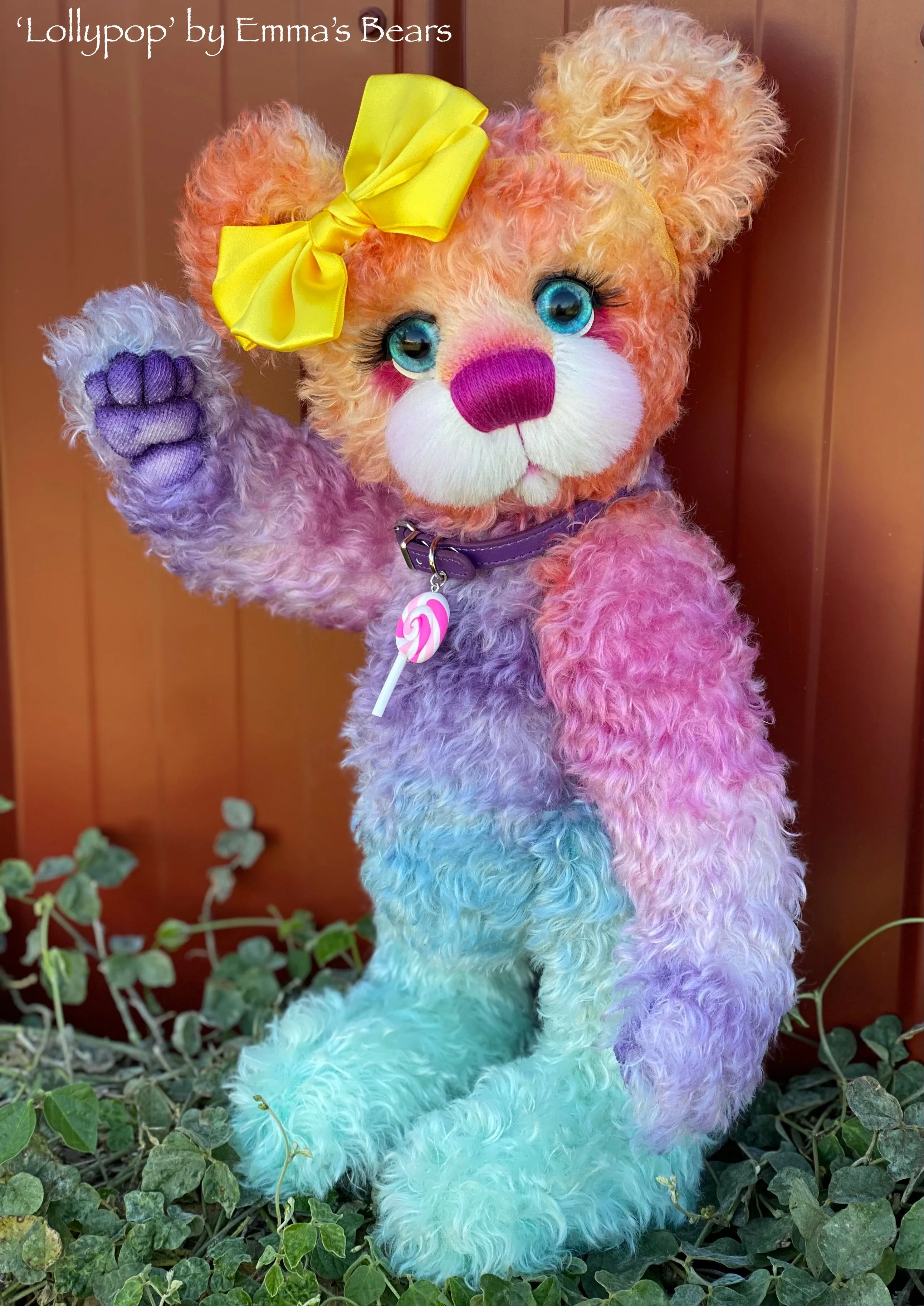 Lollypop - 16" Hand-dyed curly kid mohair Artist Bear by Emmas Bears - OOAK