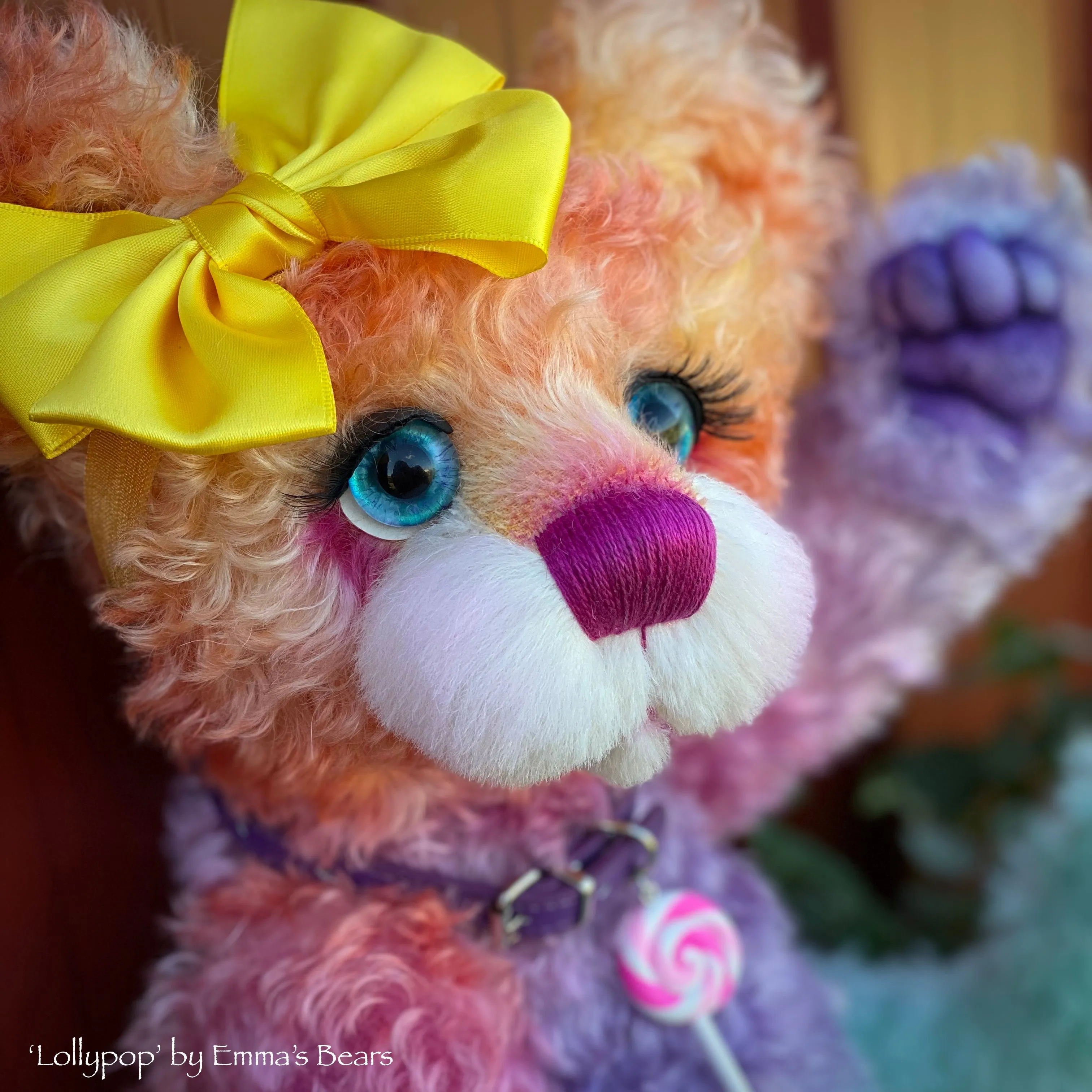 Lollypop - 16" Hand-dyed curly kid mohair Artist Bear by Emmas Bears - OOAK