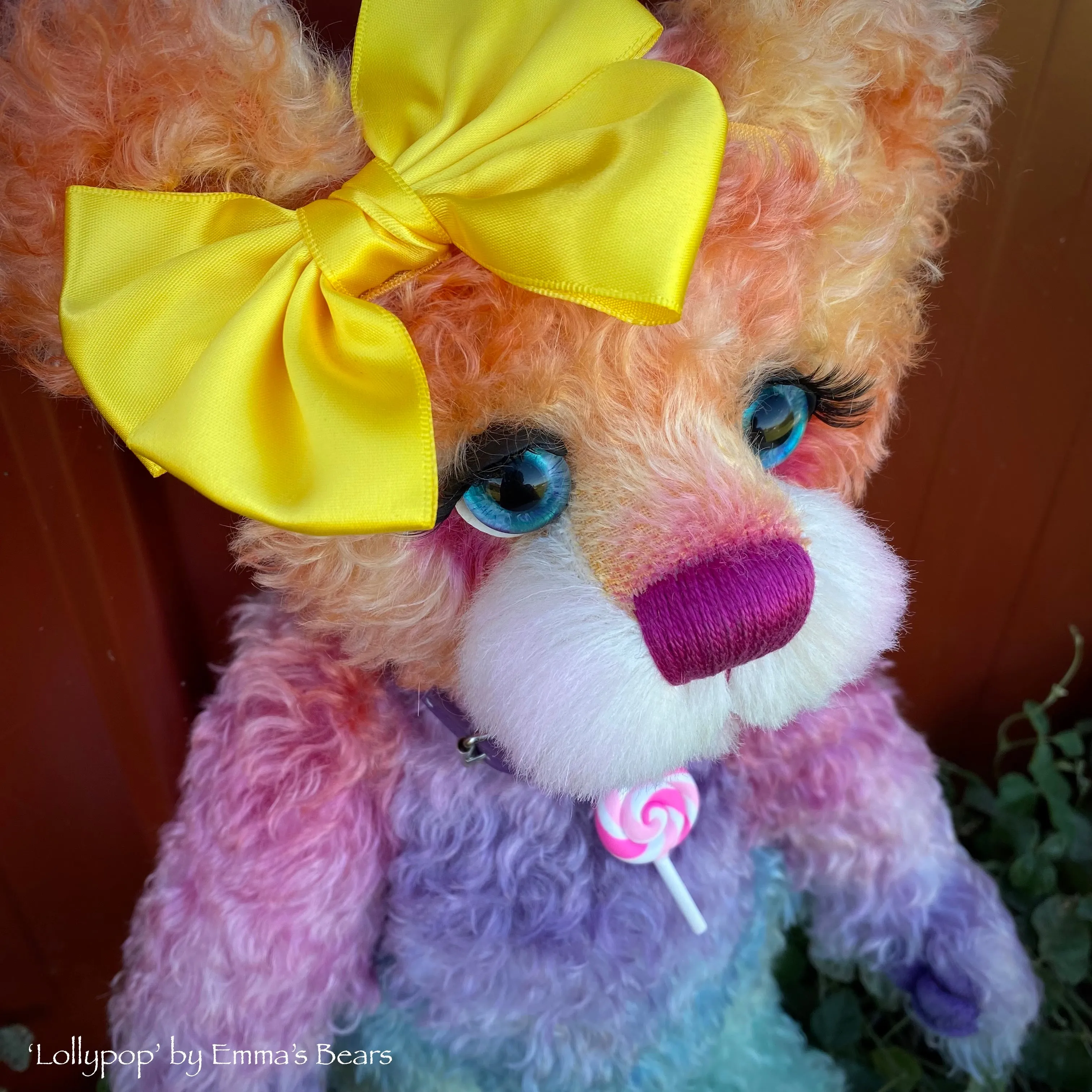 Lollypop - 16" Hand-dyed curly kid mohair Artist Bear by Emmas Bears - OOAK