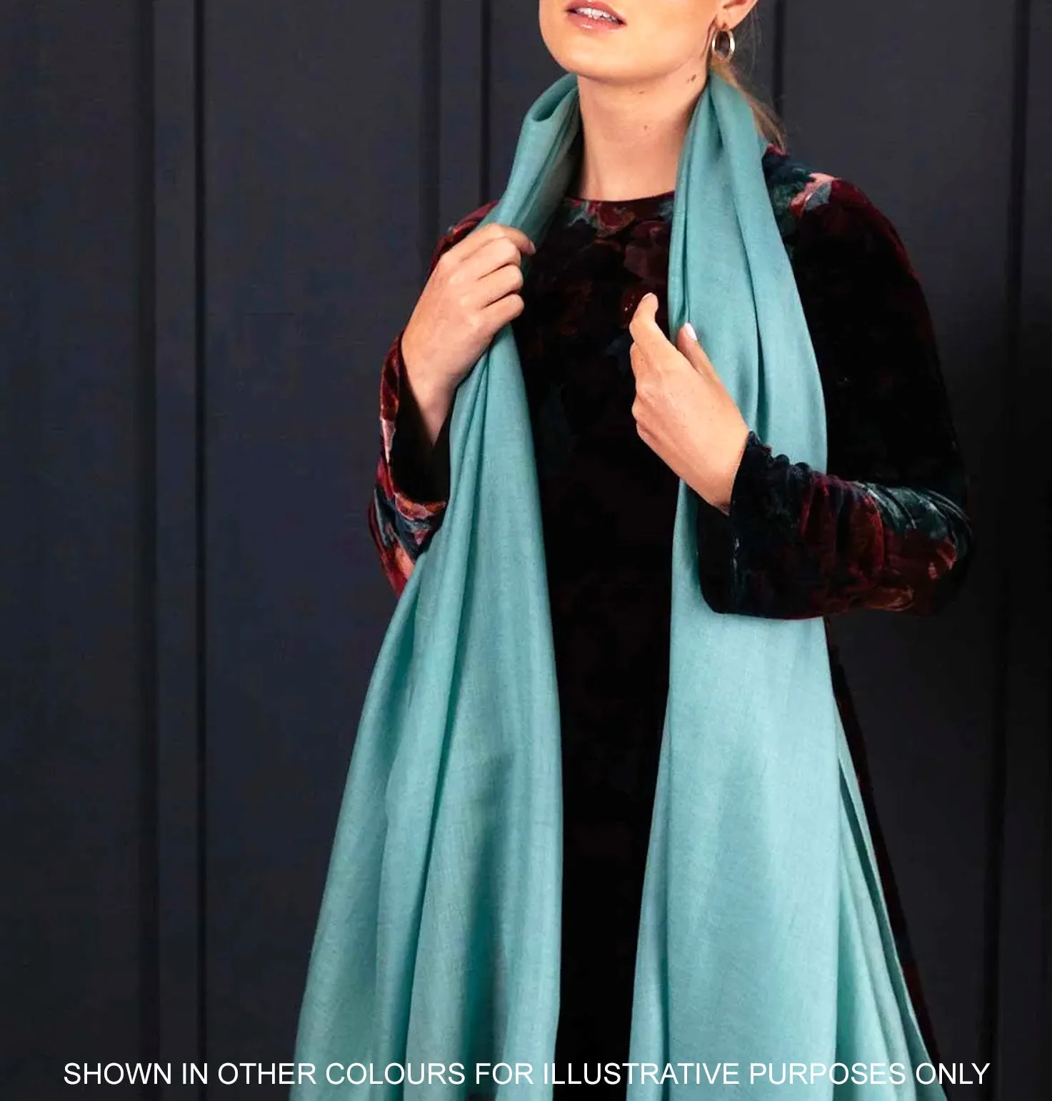 LONG PLAIN TEAL SATIN SCARF SHAWL WRAP