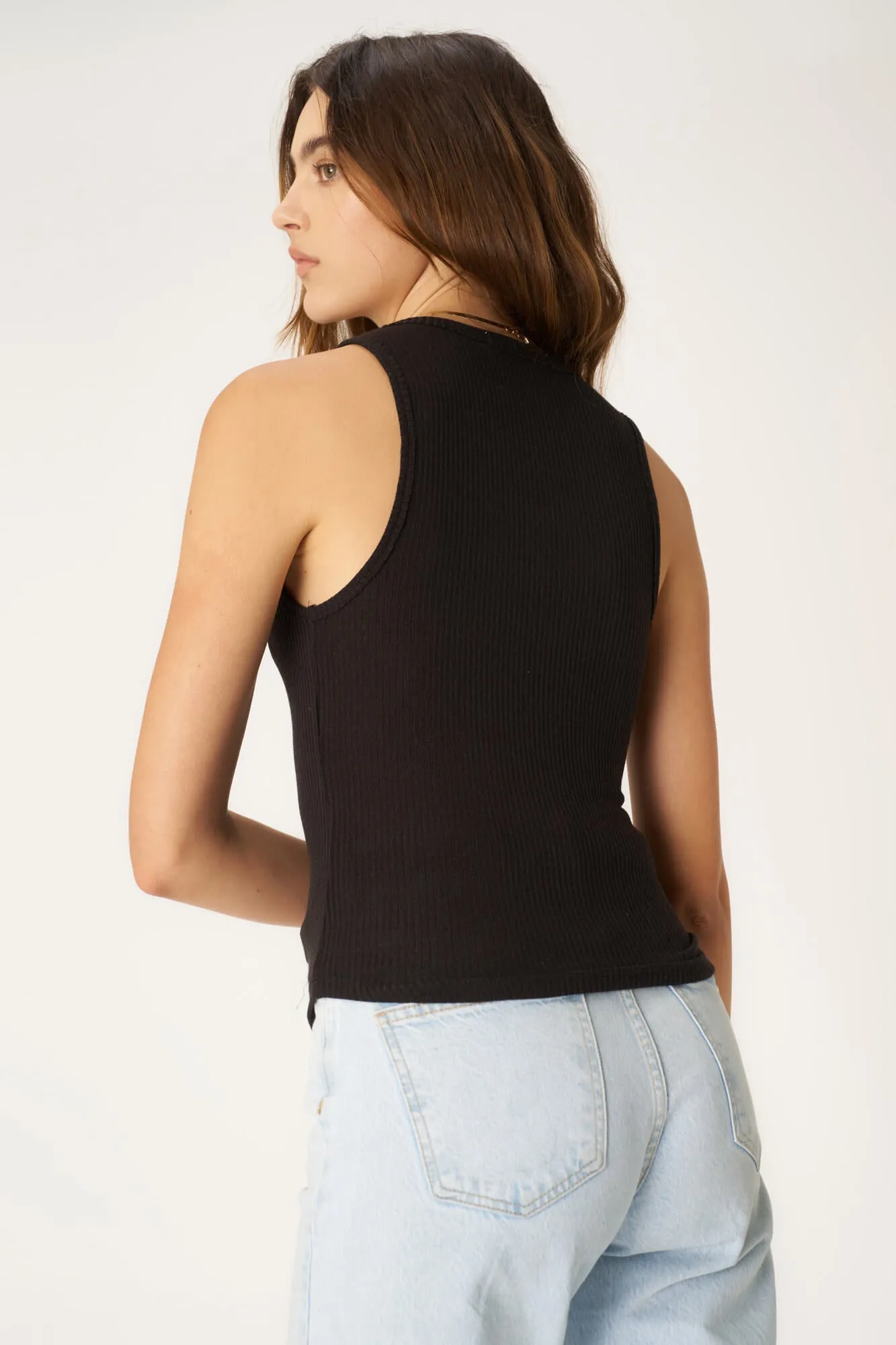 Madly Rib Notch Tank - Black